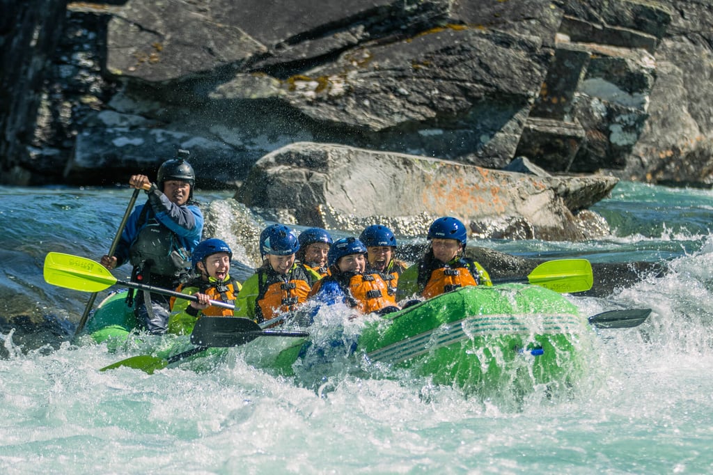 Adventure of rafting in a fast-moving river for bachelorette party in voss